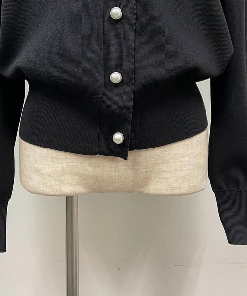 「PICCIN PERLA」 ニットカーディガン M ダークブルー レディース_画像6
