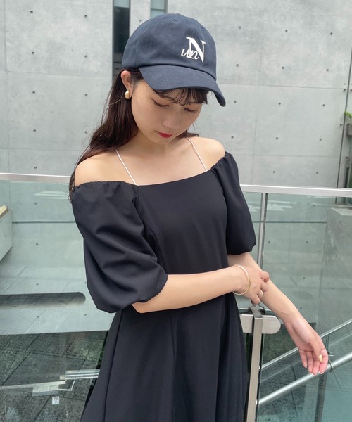 「one after another NICE CLAUP」 半袖ワンピース FREE インディゴブルー レディース_画像4