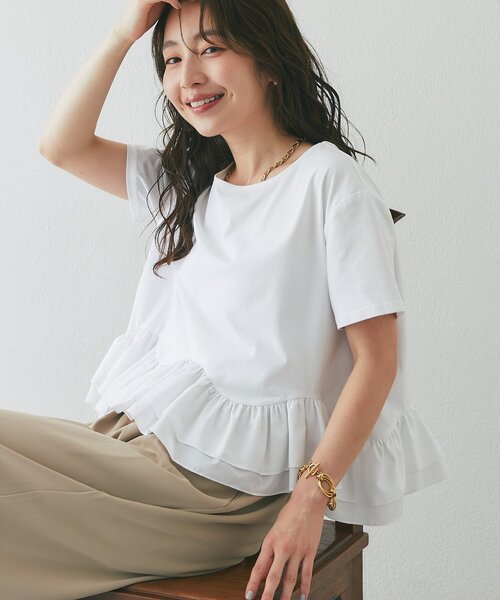 ラブティックボンボン ペプラムドッキング カットソー ホワイト 新品タグ付き La boutique Bonbon（ラブティックボンボン） tシャツ 半袖 「再入荷