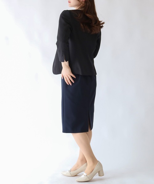 「TRUDEA」 ノーカラージャケット MEDIUM ライトグレー レディース_画像4