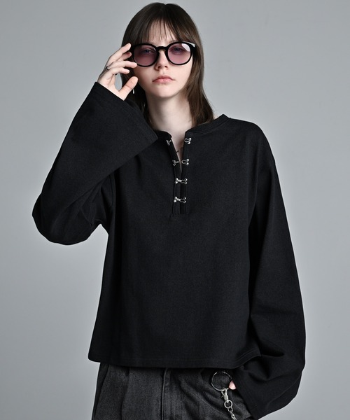 新品Goblin Paledusk AGE FACTORY ロンT 黒 L ADRER（アドラー） ヘンリーネック tシャツ Short Length Hook long-T