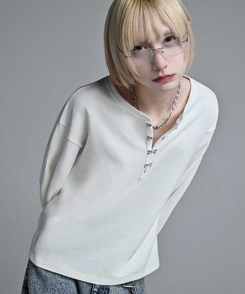 ADRER（アドラー） ヘンリーネック tシャツ Short Length Hook long-T
