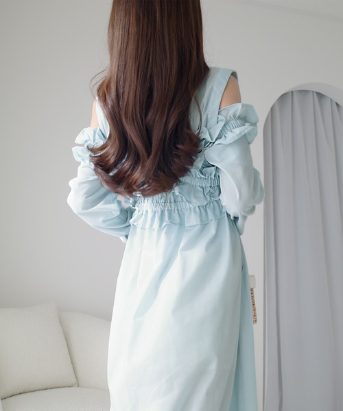 「mily bilet」 シャツワンピース MEDIUM ブルー レディース_画像5