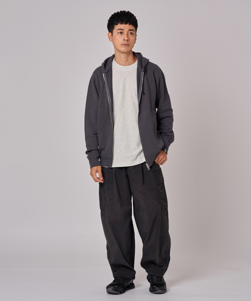 「LOOPWHEELER」 ジップアップパーカー MEDIUM チャコールグレー メンズ_画像2