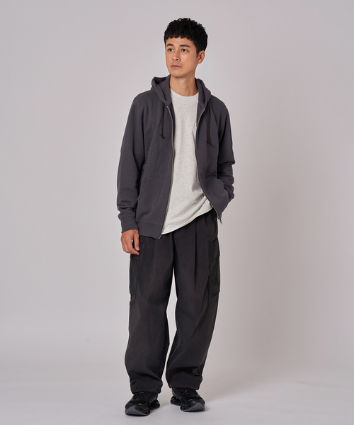 「LOOPWHEELER」 ジップアップパーカー MEDIUM チャコールグレー メンズ_画像3