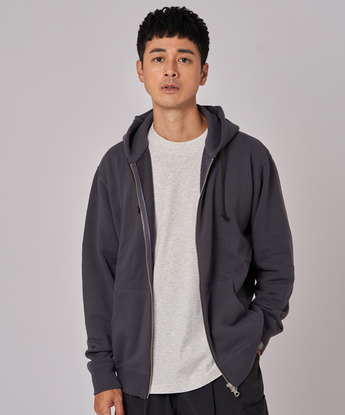 「LOOPWHEELER」 ジップアップパーカー MEDIUM チャコールグレー メンズ_画像5