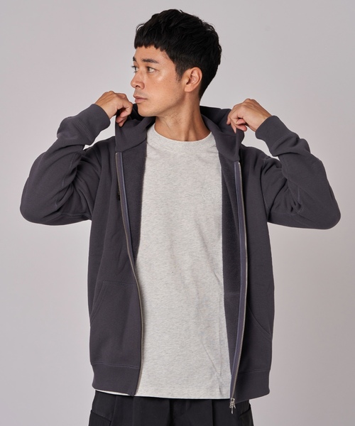 「LOOPWHEELER」 ジップアップパーカー MEDIUM チャコールグレー メンズ_画像7