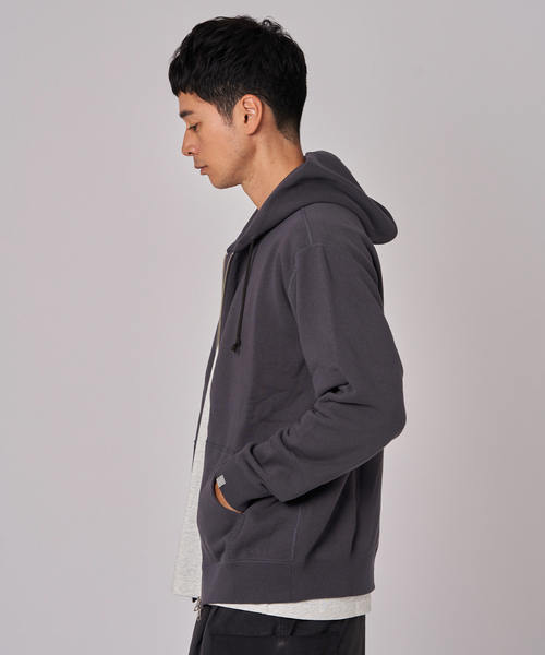 「LOOPWHEELER」 ジップアップパーカー MEDIUM チャコールグレー メンズ_画像8