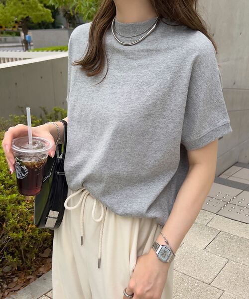 andperse グレー モックネック Tシャツ スムース】モックネックTシャツ[品番：LOSW0000758]｜CLOTHY