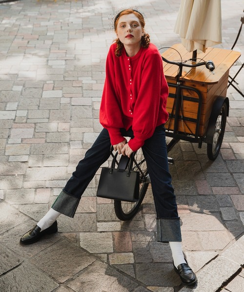 カーディガン ラグランボリュームスリーブ パールボタンニットカーディガン レディース | BONLECILL | 10