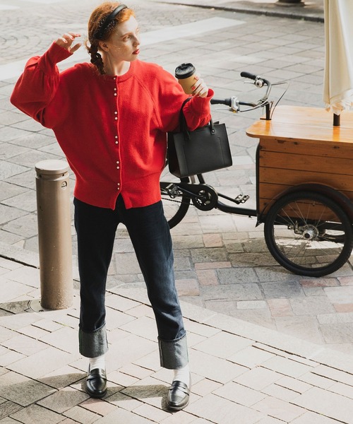 カーディガン ラグランボリュームスリーブ パールボタンニットカーディガン レディース | BONLECILL | 11