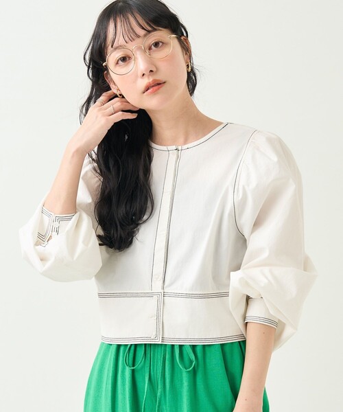 ブラウス シャツ フレンチ ショートシャツ レディース Heather（ヘザー）の「フリルティアードショートブラウス 905827