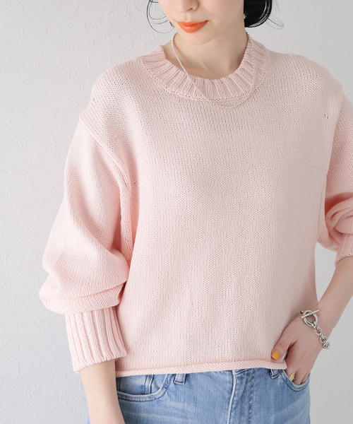plage sesia ショートドルマンプルオーバー plage ニット 「GIRL」SESIA ショートドルマンプルオーバー