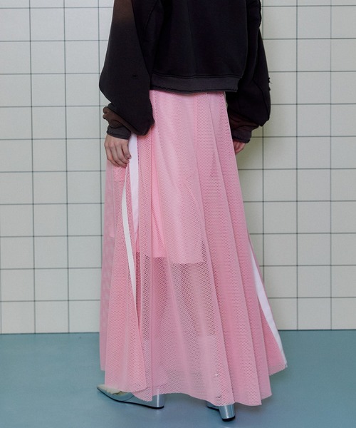 MAISON SPECIAL スカート Side Line Mesh Skirt/サイドライン