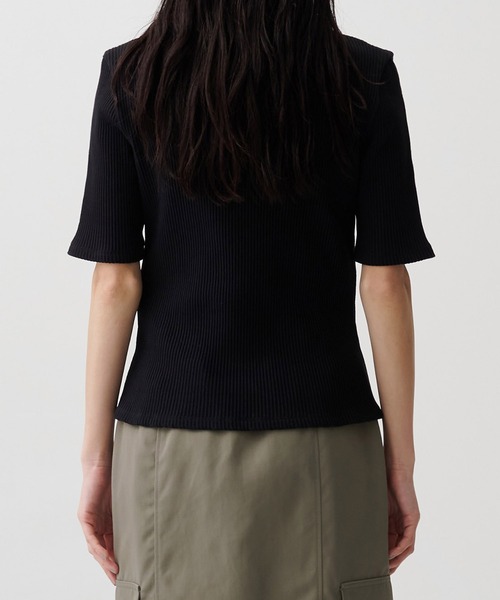 tシャツ ギャラクシーカットリブトップス｜細見え/ウォッシャブル/防シワ/半袖/夏服/オフィスカジュアル レディース セール】ギャラクシーカットリブトップス｜細見え