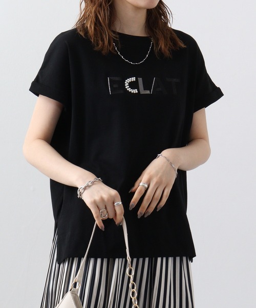 アンナニコラ Anna Nicola ロゴ刺繍カットソープルオーバー （ブラック） Anna Nicola tシャツ ロゴ刺繍カットソーPO レディース