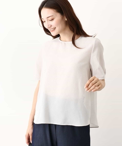 ブラウス シャツ ピンストライプ柄シアーブラウス/洗える レディース