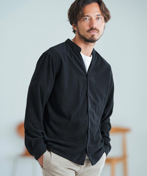 Magine シャツ ms5726-Brushed Calze Band Collar Skipper Shirt