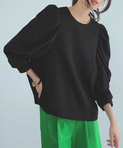 tシャツ ショルダーギャザートップス「洗える」 レディース