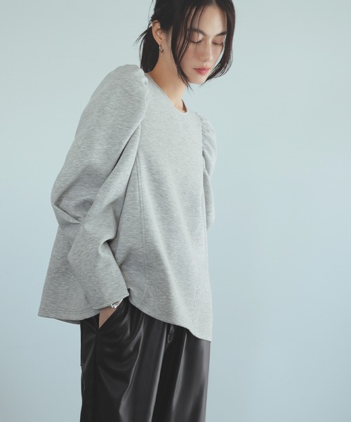 エルフランク ELFRANK ショルダーギャザートップス【洗える】 （ブラック） ELFRANK tシャツ ショルダーギャザートップス「洗える