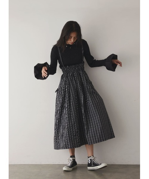 COEL（コエル） スカート シャーリングポケットサスペンダースカート