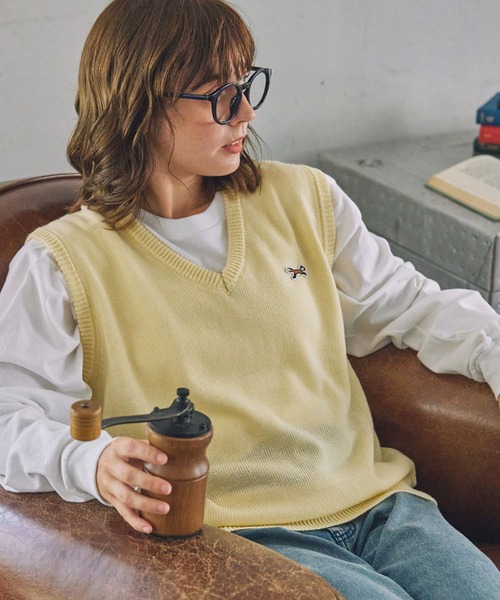 pheeny ジレ ニット PHEENY/MULTI BORDER LAYERED L/S(PURPLE)