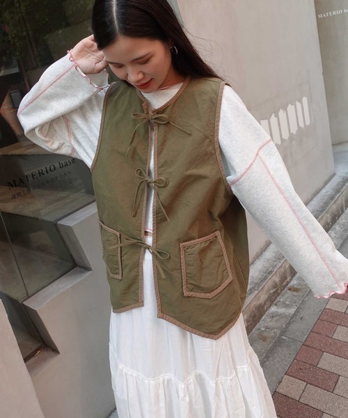 CORNERS ベスト ジレ コットンリボンベスト レディース