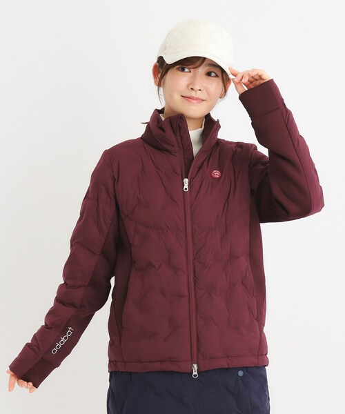 ADABAT レディースジャケット ブラック/レッド adabat ゴルフジャケット レディース（サイズ（S/M/L）：LL（XL