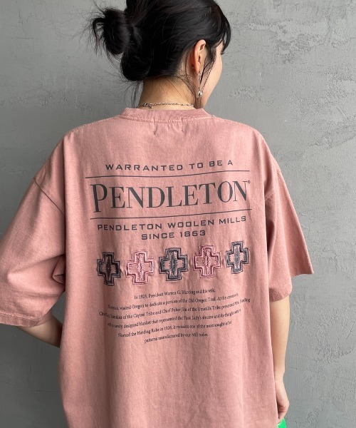tシャツ 「PENDLETON/ペンドルトン」 別注 ピグメント染め ヒストリーロゴバックプリントTシャツ レディース メンズ