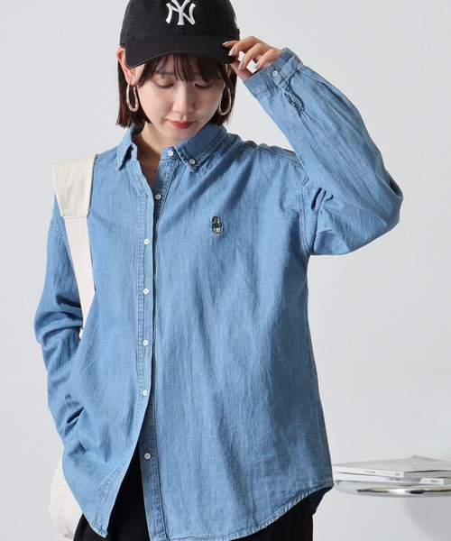 ブラウス シャツ je crois soi ワンポイント刺繍　デニムシャツ レディース