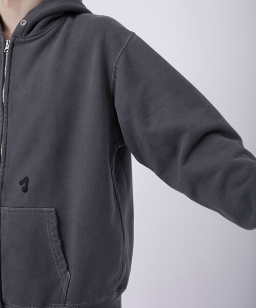 JieDa PIGMENT J LOGO ZIP UP HOODIE 黒 グレー JieDa パーカー 「別注」 PIGMENT J LOGO ZIP UP HOODIE メンズ