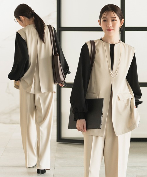 セットアップ 「2025新作」「洗える/オフィスカジュアルスーツ」パール