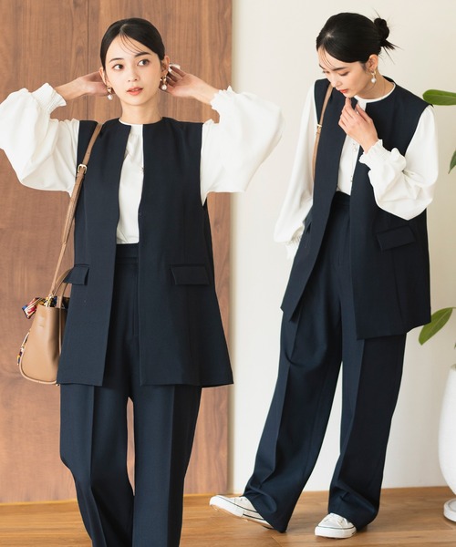 セットアップ 「2025新作」「洗える/オフィスカジュアルスーツ」パール