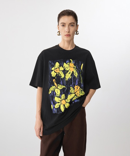 tシャツ Abstract Floral Print T-shirt / フローラルプリントTシャツ レディース