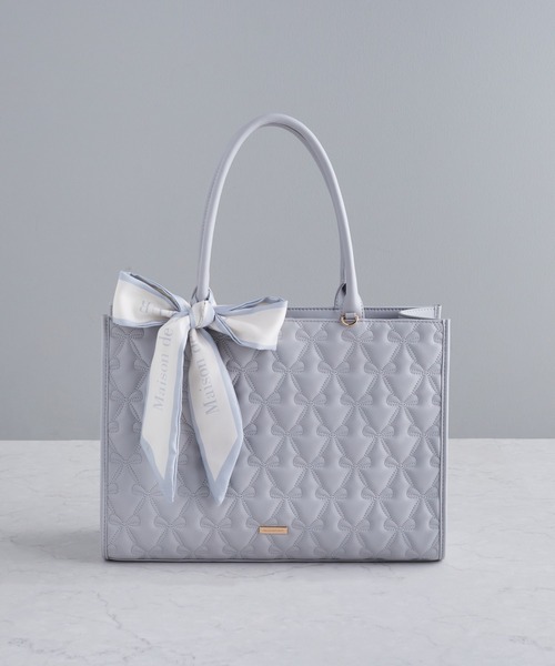 [即完売品]スカーフ付リボンキルティングトート Maison de FLEUR スカーフ付リボンキルティングトートバッグ/Maison de FLEUR