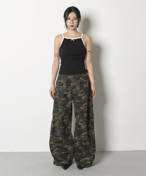 カモフラージュ ワイドパンツ マルチポケット 韓国 秋冬 nr7455 ワンフォークロージング 1111clothing ミリタリーパンツ メンズ