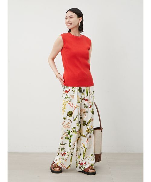 パンツ ボタニカル柄ウエストゴムイージーパンツ レディース 