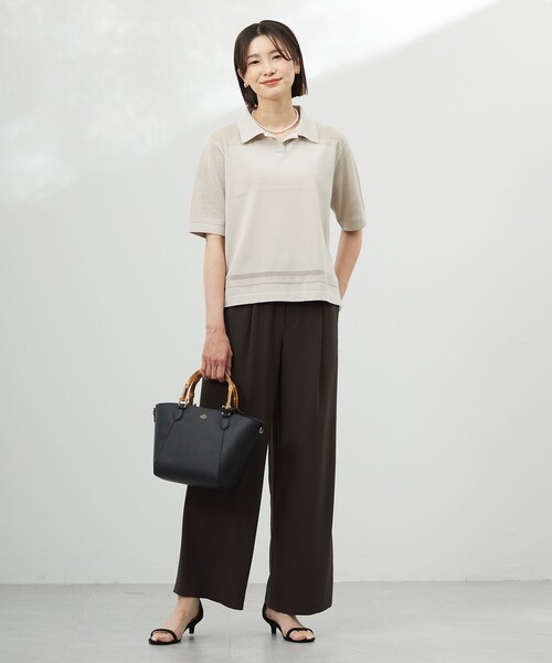 ニット セーター 「洗える」COTTON POLYESTER ニットポロ レディース ニット セーター 「洗える」COTTON POLYESTER ニットポロ