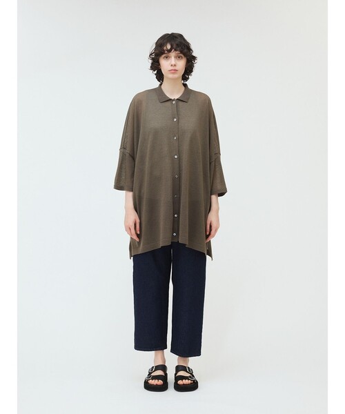 ニット セーター mizuiro ind ワイドニットシャツ レディース