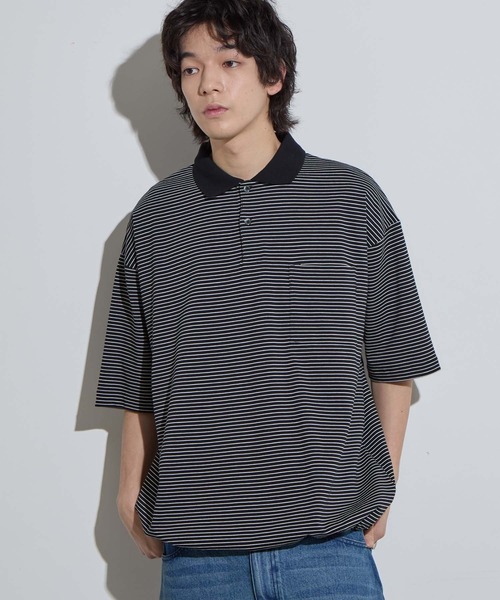 SLICK ポロシャツ 「SLICK/スリック」Micro Border Drawstring