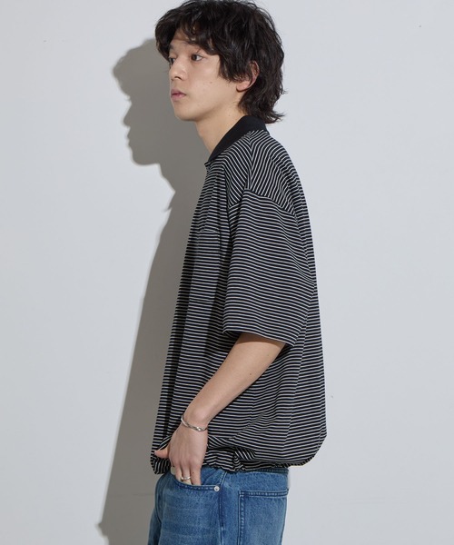 SLICK ポロシャツ 「SLICK/スリック」Micro Border Drawstring