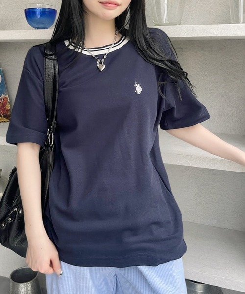 U.S. POLO ASSN.（ユーエスポロアッスン） tシャツ 半袖 鹿子 襟口