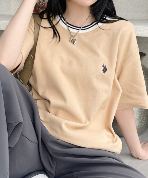 U.S. POLO ASSN.（ユーエスポロアッスン） tシャツ 半袖 鹿子 襟口
