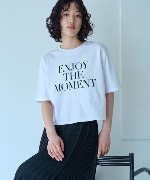 tシャツ 「ENJOY THE MOMENT」プリントTシャツ レディース