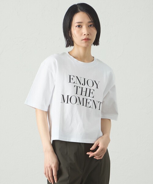 【JONES】ペイントロゴが映える万能Tシャツ 関税込み CAST: tシャツ 「ENJOY THE MOMENT」プリントTシャツ レディース