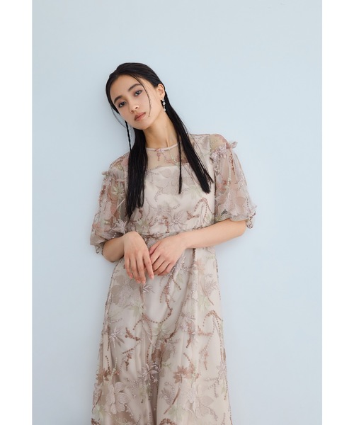 【メール便無料】 niana 結婚式 パフスリーブエンブロイダリードレス ドレス スーツ・フォーマル・ドレス