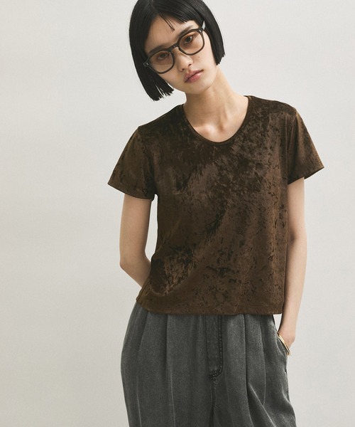 ADAM ET ROPE' tシャツ クラッシュベロアTシャツ レディース