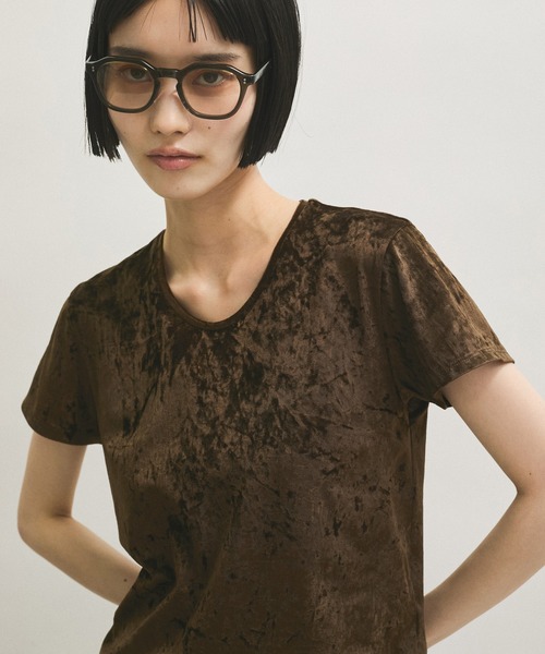 ADAM ET ROPE' tシャツ クラッシュベロアTシャツ レディース