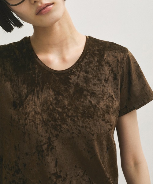 ADAM ET ROPE' tシャツ クラッシュベロアTシャツ レディース