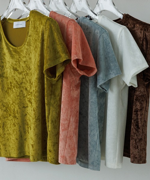 ADAM ET ROPE' tシャツ クラッシュベロアTシャツ レディース